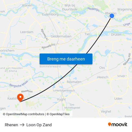 Rhenen to Loon Op Zand map