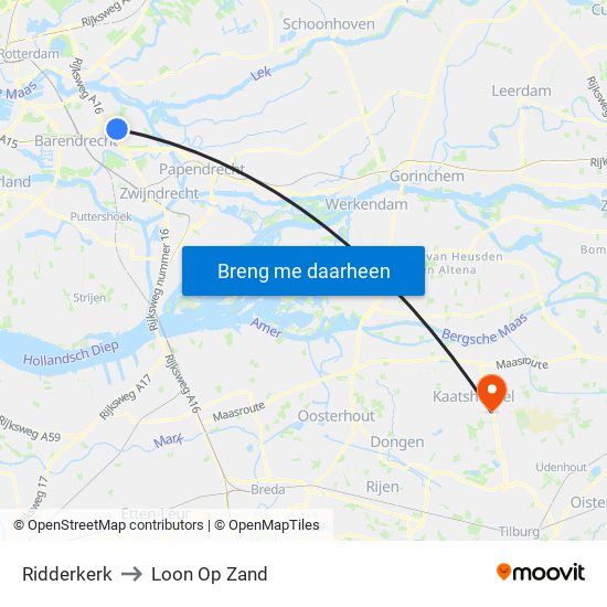 Ridderkerk to Loon Op Zand map