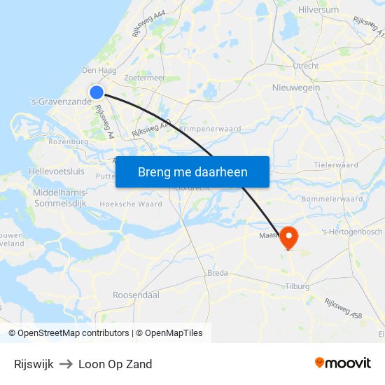 Rijswijk to Loon Op Zand map