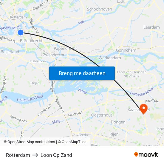 Rotterdam to Loon Op Zand map