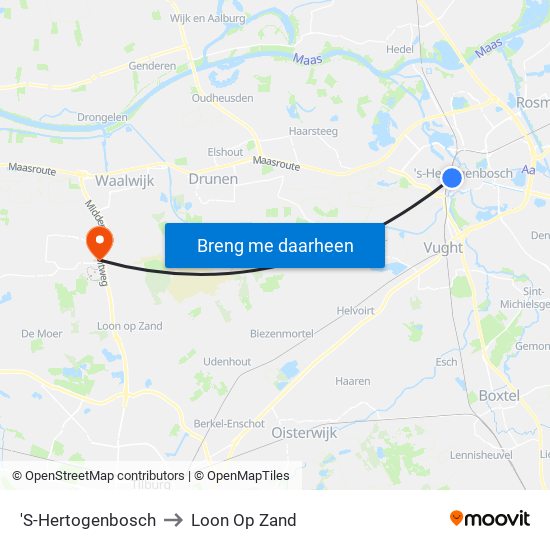 'S-Hertogenbosch to Loon Op Zand map