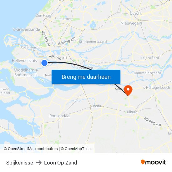 Spijkenisse to Loon Op Zand map