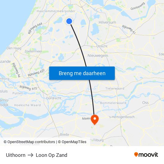 Uithoorn to Loon Op Zand map