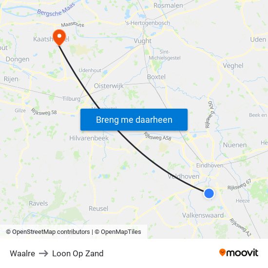 Waalre to Loon Op Zand map