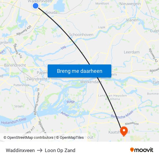 Waddinxveen to Loon Op Zand map