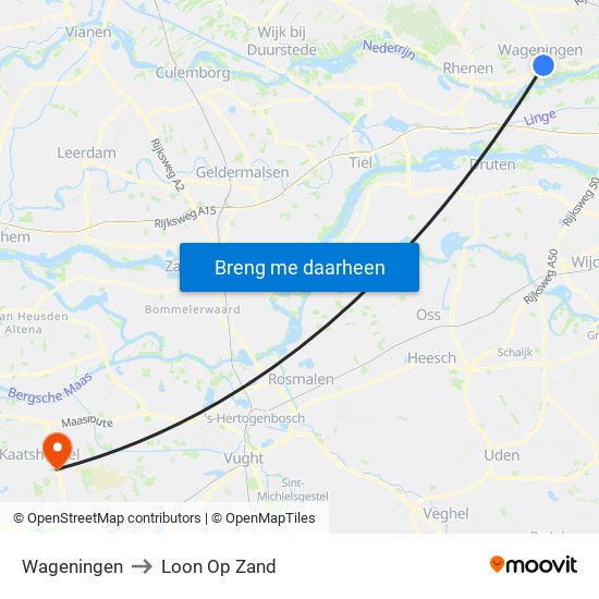 Wageningen to Loon Op Zand map