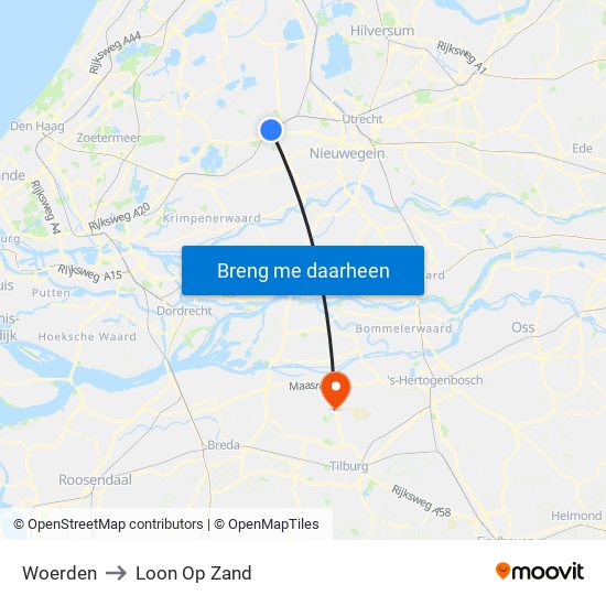 Woerden to Loon Op Zand map