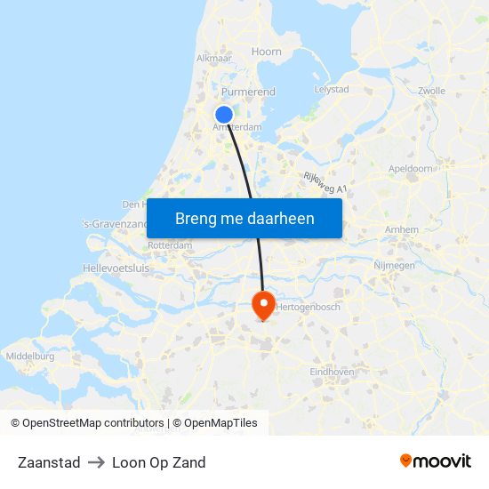 Zaanstad to Loon Op Zand map