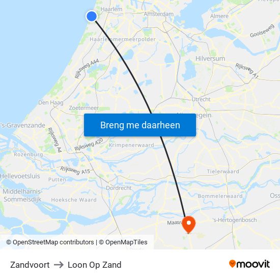 Zandvoort to Loon Op Zand map