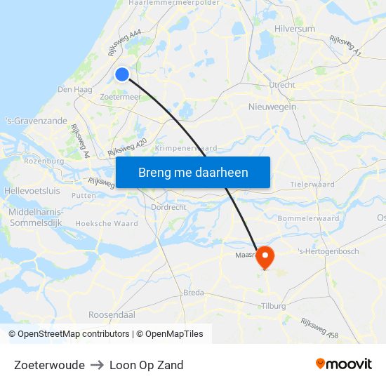 Zoeterwoude to Loon Op Zand map