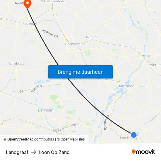 Landgraaf to Loon Op Zand map