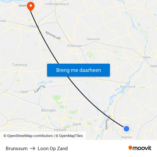 Brunssum to Loon Op Zand map