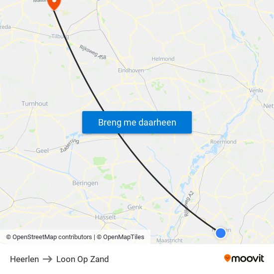 Heerlen to Loon Op Zand map