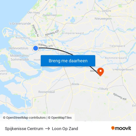 Spijkenisse Centrum to Loon Op Zand map