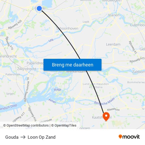 Gouda to Loon Op Zand map