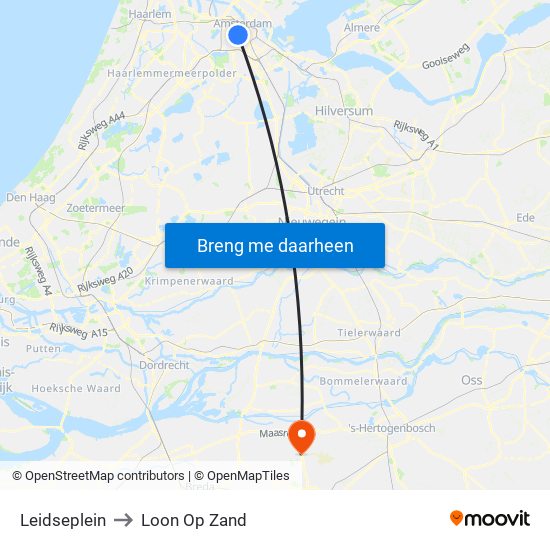 Leidseplein to Loon Op Zand map