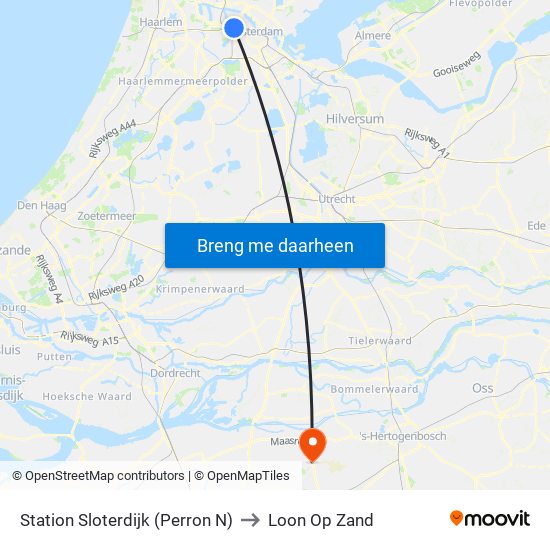 Station Sloterdijk (Perron N) to Loon Op Zand map
