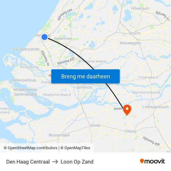 Den Haag Centraal to Loon Op Zand map