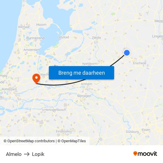 Almelo to Lopik map