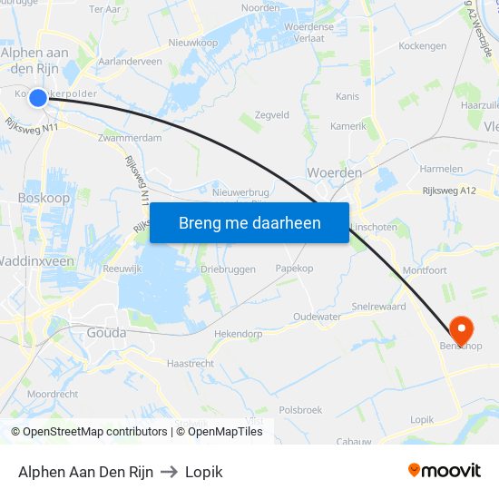 Alphen Aan Den Rijn to Lopik map
