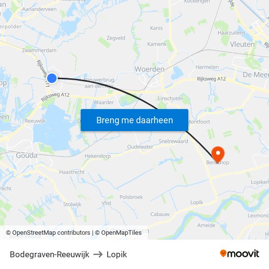 Bodegraven-Reeuwijk to Lopik map
