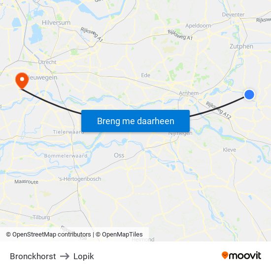 Bronckhorst to Lopik map