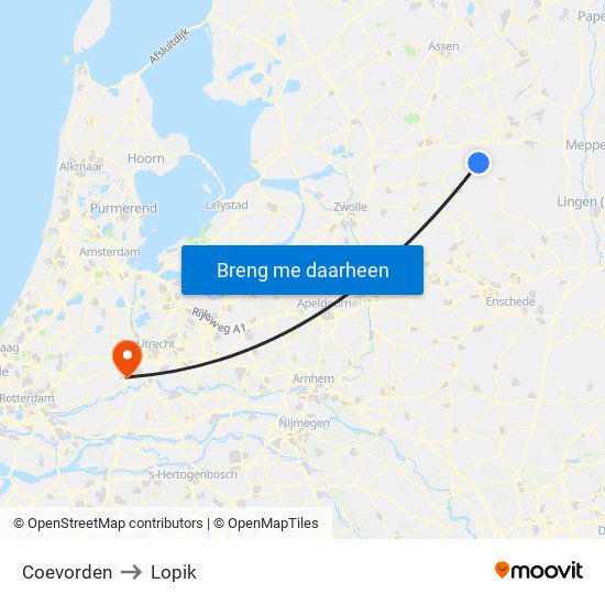 Coevorden to Lopik map