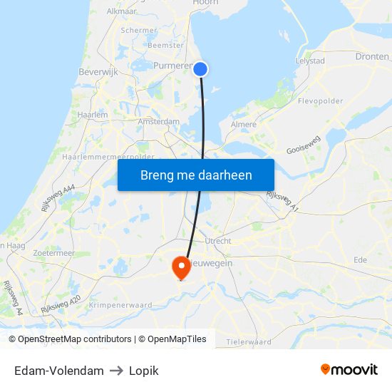 Edam-Volendam to Lopik map