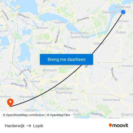 Harderwijk to Lopik map
