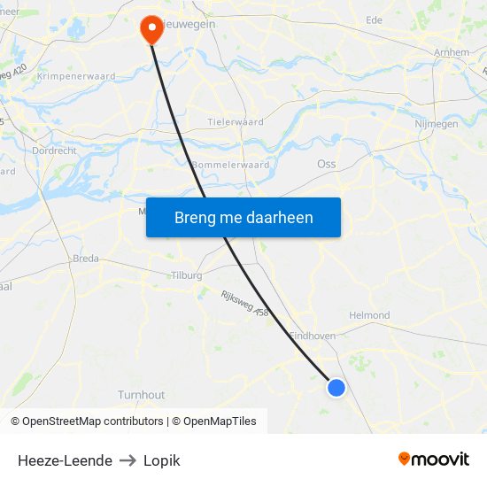Heeze-Leende to Lopik map