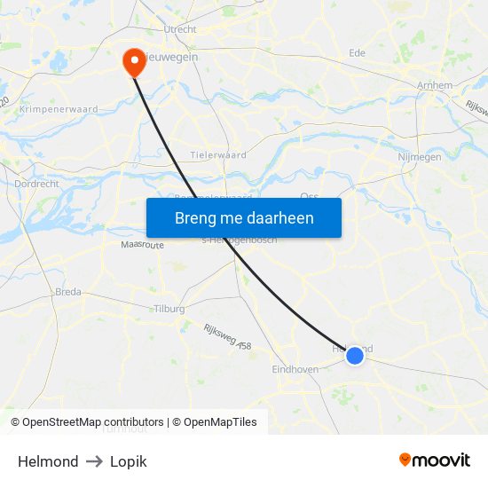 Helmond to Lopik map