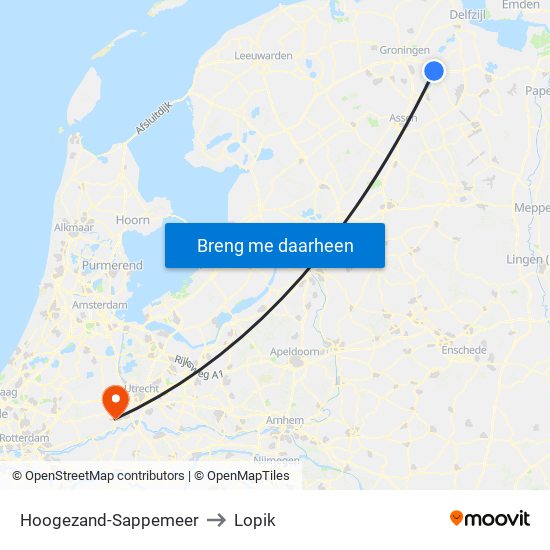 Hoogezand-Sappemeer to Lopik map