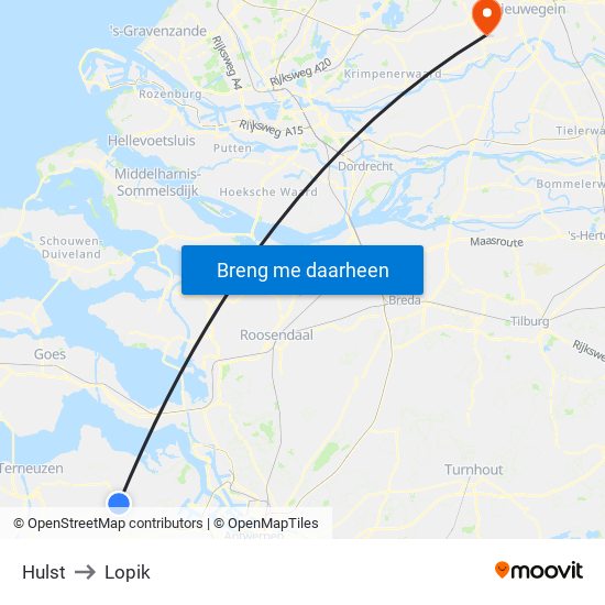 Hulst to Lopik map