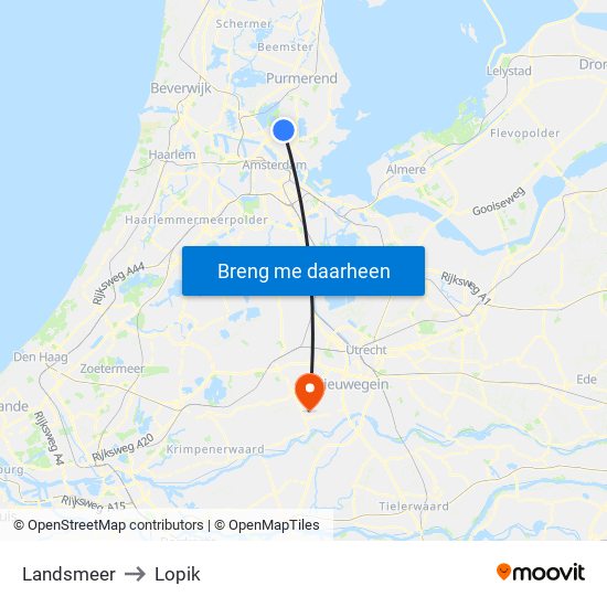 Landsmeer to Lopik map