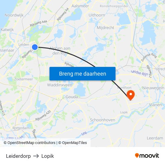 Leiderdorp to Lopik map