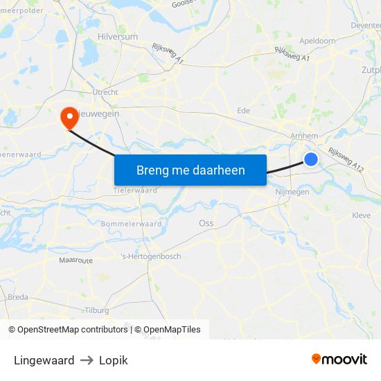 Lingewaard to Lopik map