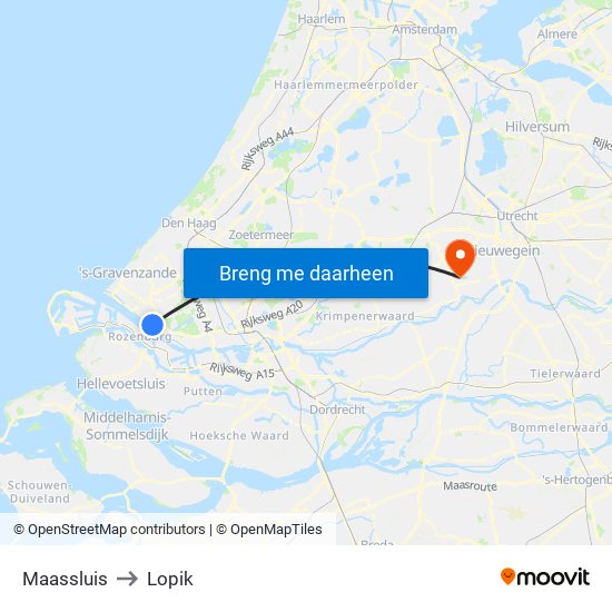 Maassluis to Lopik map