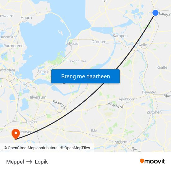 Meppel to Lopik map