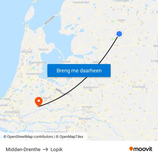 Midden-Drenthe to Lopik map