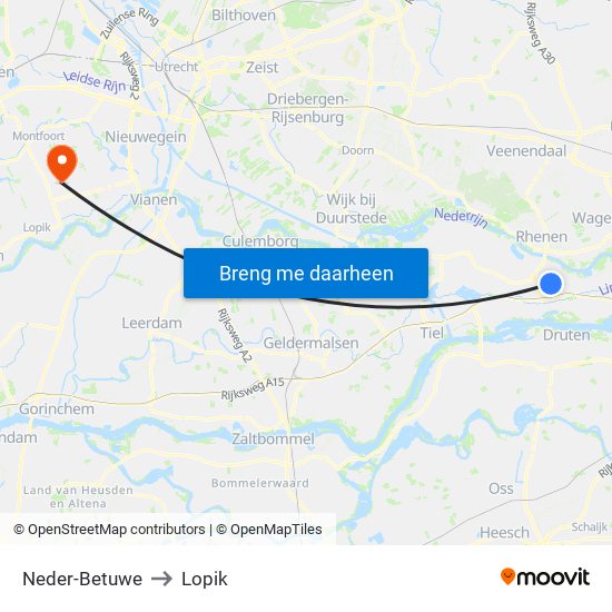 Neder-Betuwe to Lopik map