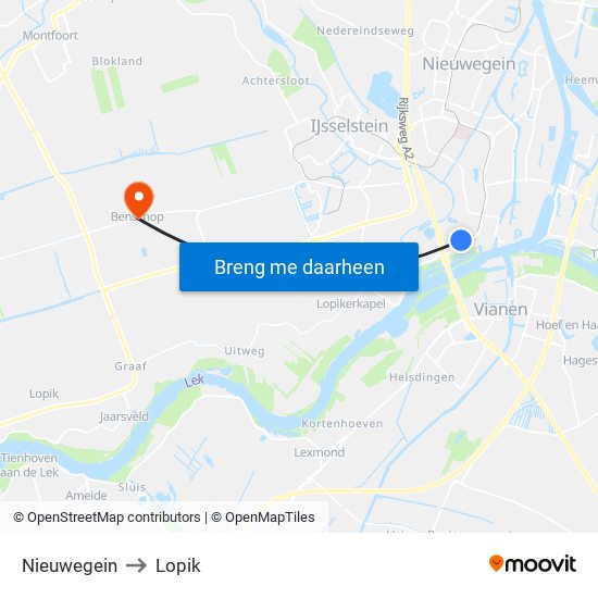 Nieuwegein to Lopik map