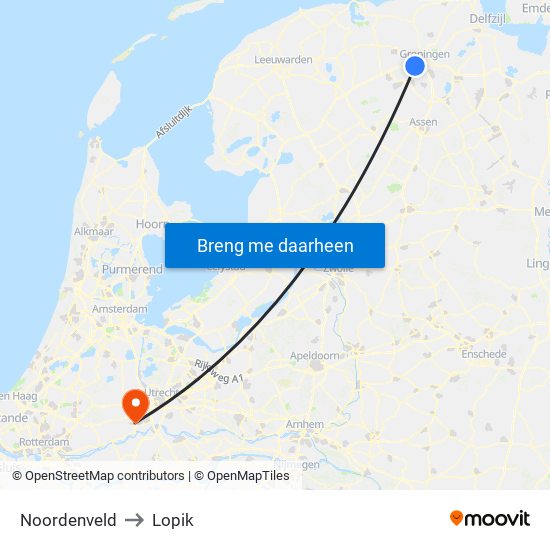 Noordenveld to Lopik map