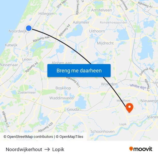 Noordwijkerhout to Lopik map