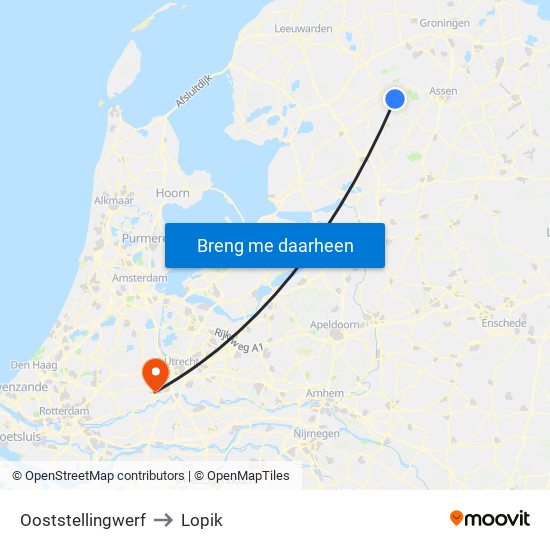 Ooststellingwerf to Lopik map