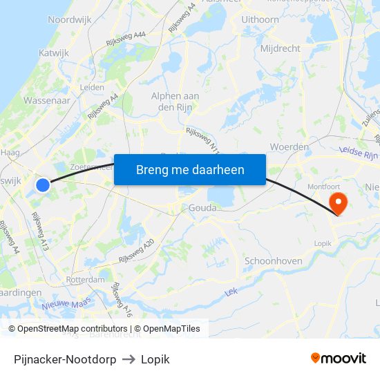 Pijnacker-Nootdorp to Lopik map