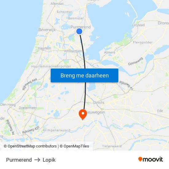 Purmerend to Lopik map
