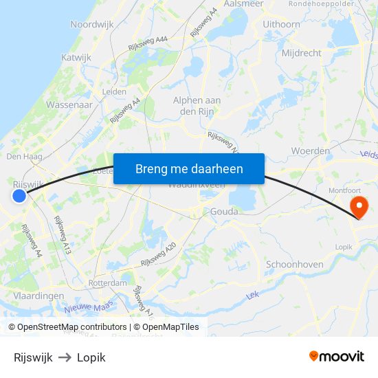 Rijswijk to Lopik map