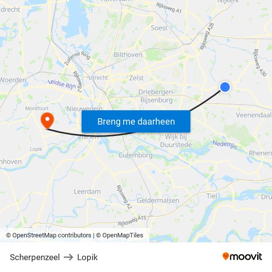 Scherpenzeel to Lopik map