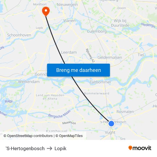 'S-Hertogenbosch to Lopik map
