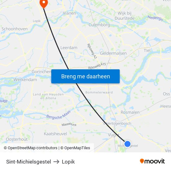Sint-Michielsgestel to Lopik map